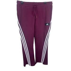 NWT Adidas Flare Pants Womens Medium Victory Crimson 3-Stripe Zip Pocket Outdoor